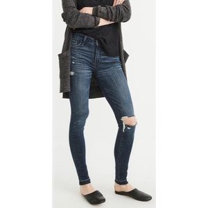 Abercrombie & Fitch Harper Low Rise Distressed Super Skinny in Dark Wash